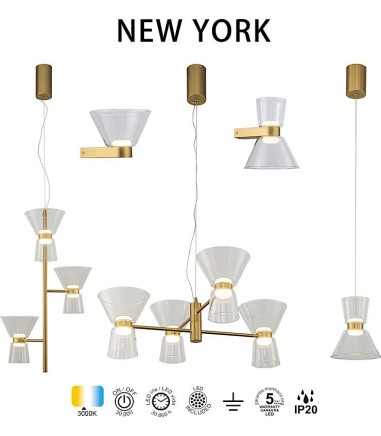 Colección Lámpara techo dorada New York - Mantra