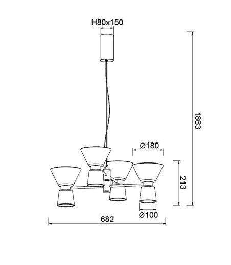 Dimensiones Lámpara techo dorada New York LED 24W 9219 - Mantra