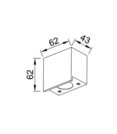 Dimensiones Aplique señalizador cuadrado Shella IP65 - Mantra