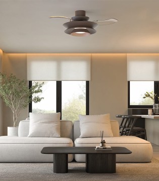 Sala con Ventilador de techo moderno ACONCAGUA café 9524 con aspas retráctiles | Mantra