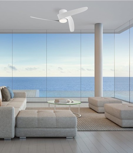 Sala con Ventilador de techo LED Groenland S blanco 9066 Ø102cm de 3 aspas - Mantra