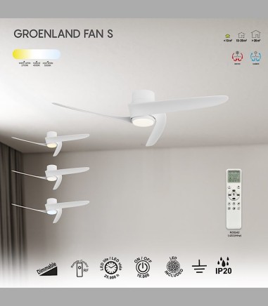 Características del Sala con Ventilador de techo LED Groenland S blanco 9066 Ø102cm de 3 aspas - Mantra