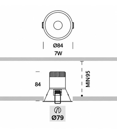 Dimensiones del Foco empotrable LED Optik 2 8W IP43 Ø84mm - Onok Lighting