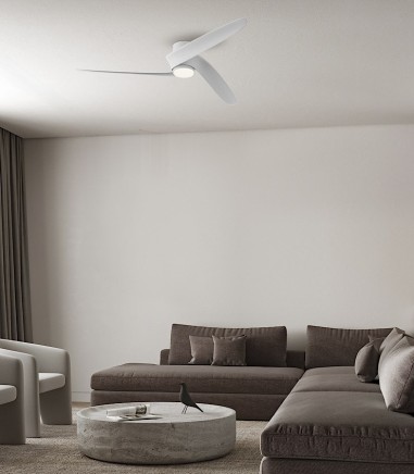 Sala de estar con un Ventilador de techo grande Groenland M blanco 8708 - Mantra