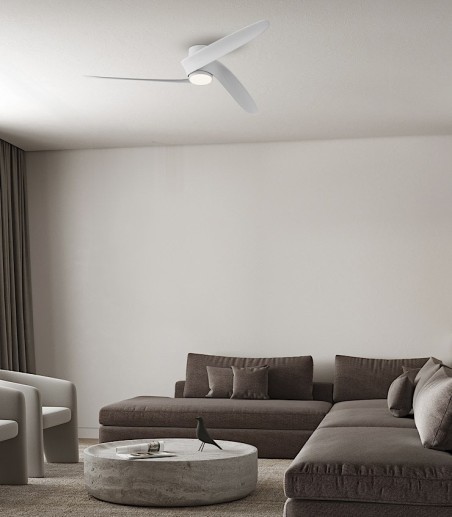 Sala de estar con un Ventilador de techo grande Groenland M blanco 8708 - Mantra