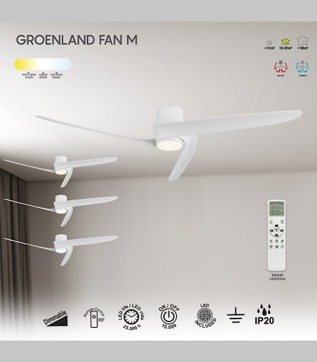 Caractrísticas del Ventilador de techo grande Groenland M blanco 8708 - Mantra