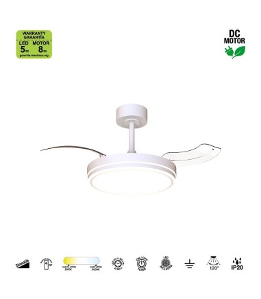 Características del Ventilador de techo LED aspas retráctiles Luna S Ø91cm - Mantra