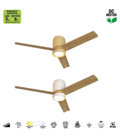 Características de los ventiladores Ventilador de techo 3 aspas LED Cerámica Ø122cm - Mantra