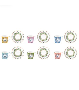 Mesa con Set de 6 tazas espresso con platos Spring Parade Easy Life 100 ml - Caja regalo 2