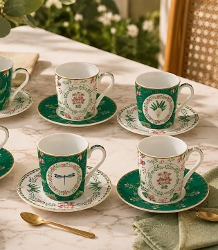 Set de 6 tazas espresso con platos Botanic Chic Easy Life 100 ml - Caja regalo 2