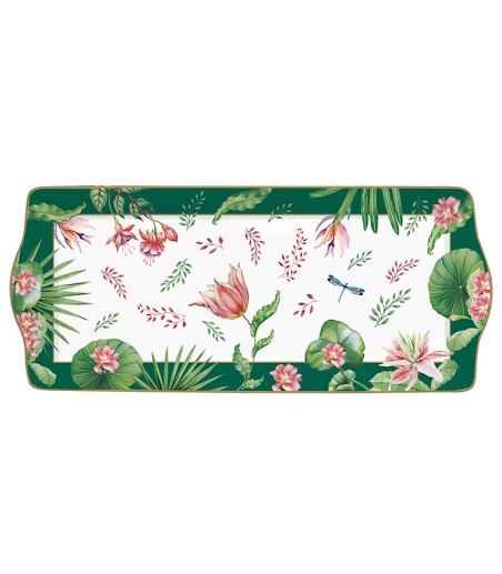 Bandeja rectangular de porcelana Botanic Chic Easy Life 35x15 cm
