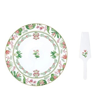 Plato para tarta con pala Botanic Chic Easy Life Ø32 cm