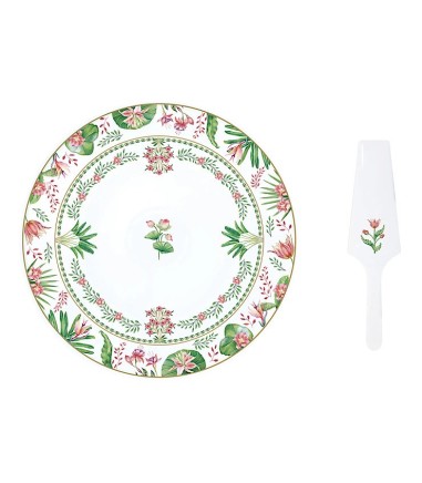 Plato para tarta con pala Botanic Chic Easy Life Ø32 cm