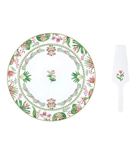 Plato para tarta con pala Botanic Chic Easy Life Ø32 cm