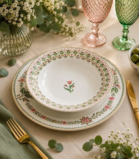 Mesa con Plato hondo de porcelana Botanic Chic Easy Life Ø21,5 cm