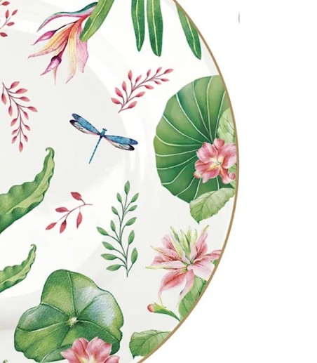 Detalle del Plato de postre de porcelana Botanic Chic Easy Life Ø19 cm