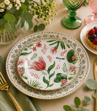 Plato de postre de porcelana Botanic Chic Easy Life Ø19 cm 2