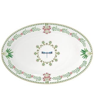 Fuente oval de porcelana Botanic Chic Easy Life 35x23,5 cm