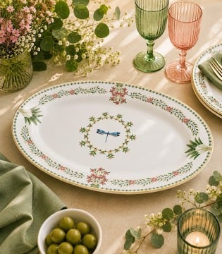 Fuente oval de porcelana Botanic Chic Easy Life 35x23,5 cm 2