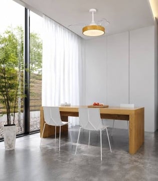 Ventilador de techo con luz y mando Alaska Mini madera 91cm - Mantra 2