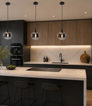 Cocina con Lámparas colgantes Opaz 1L negro smoke D19 - Schuller