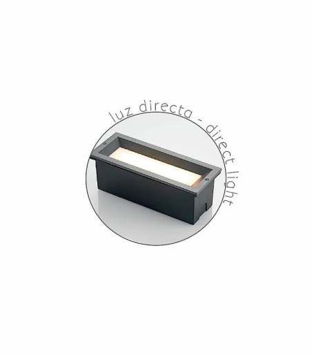 Detalle del Aplique exterior empotrable rectangular IP65 EX1183-GA - Ineslam