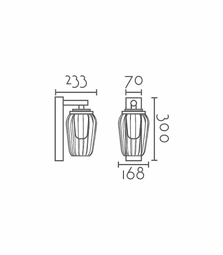 Dimensiones Aplique exterior EX1167-GA E27 IP54 gris antracita | Ineslam