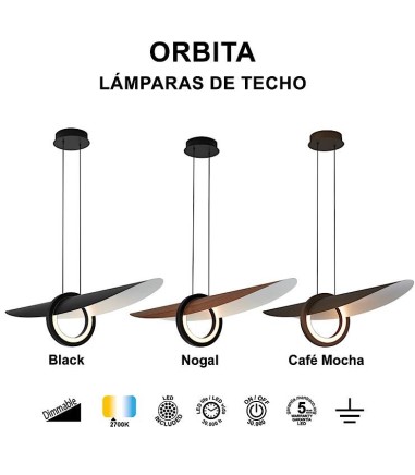 Características Lámpara colgante LED Órbita 24W 2700K Café Mocha - Mantra