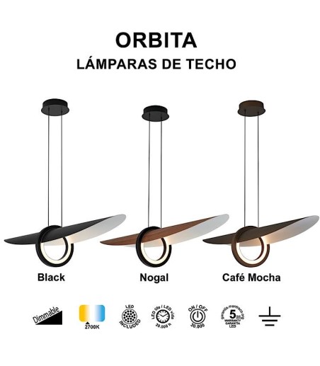 Características Lámpara colgante LED Órbita 24W 2700K Café Mocha - Mantra