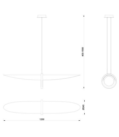 Dimensiones Lámpara colgante LED Órbita 24W 2700K Café Mocha - Mantra