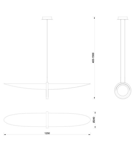 Dimensiones Lámpara colgante LED Órbita 24W 2700K Café Mocha - Mantra