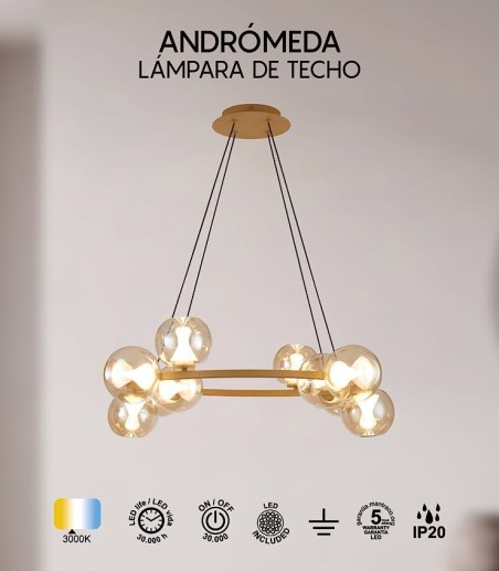 ANDROMEDA 50W · Lámpara colgante LED oro Ø85 cm · Mantra