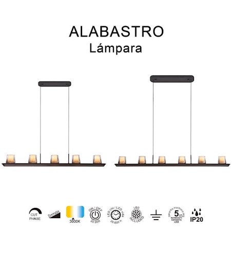 Características de la Lámpara de techo LED Alabastro 62W ceniza 127 cm - Mantra