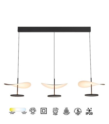 Características Lámpara colgante LED Abisal 9826 nogal y negro 32W CCT - Mantra