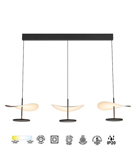 Características Lámpara colgante LED Abisal 9826 nogal y negro 32W CCT - Mantra