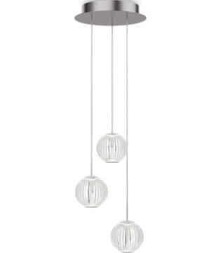 Lámpara colgante DIAMOND SP3 de Ideal Lux con tres esferas transparentes