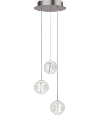 Lámpara colgante DIAMOND SP3 de Ideal Lux con tres esferas transparentes