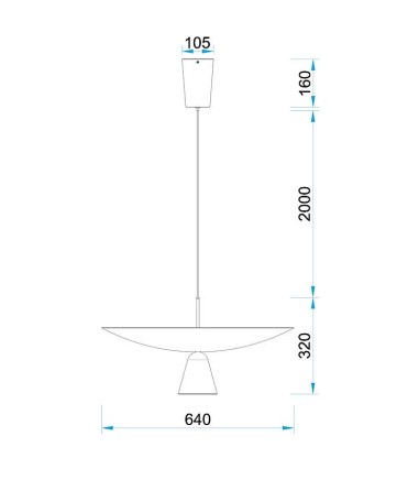 Dimensiones de la Lámpara colgante VORTEX café mocha LED 40W 2700K - Mantra