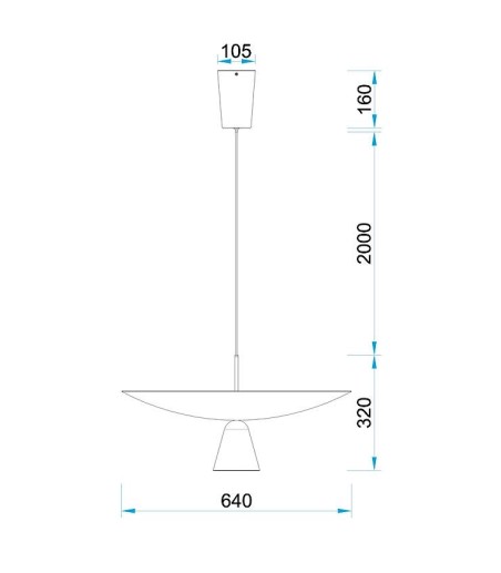 Dimensiones de la Lámpara colgante VORTEX café mocha LED 40W 2700K - Mantra