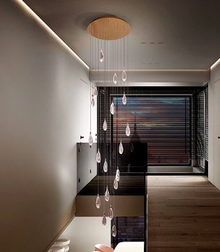 Hueco de escalera con Lámpara de techo Lágrimas 20 luces oro rosa LED 40W - Schuller