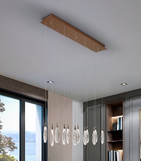 Lámpara de techo lineal Lágrimas 12 luces oro rosa LED 24W - Schuller