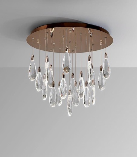 Plafón de techo Lágrimas 19 luces oro rosa LED 38W - Schuller
