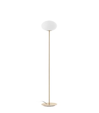 Sala con Lámpara de pie PRESS dorada con tulipa de cristal opal 150 cm - MDC 2