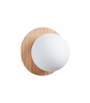 Aplique de pared FLOC IP44 madera cristal opal - MDC