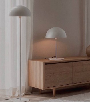 Sala con Lámpara de pie y mesa Tiga blanco configurables - ACB