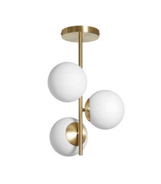 Lámpara de techo Rondo 3 luces cristal opal latón mate - MDC
