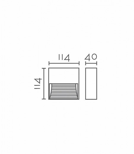Medidas del EX1174-BK · Aplique señalizador LED 5W 3000K IP65 · Ineslam