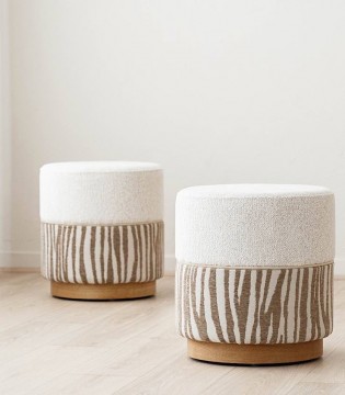 ADA · Set de 2 pufs marfil y beige · VP Interiorismo