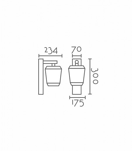 Dimensiones del Aplique de pared E27 IP54 EX1131-GA -Ineslam