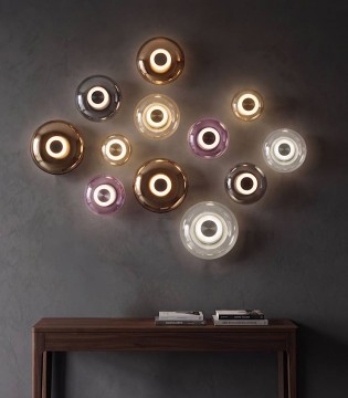 MAGMA · Plafón LED de cristal transparente - níquel · Mantra 2